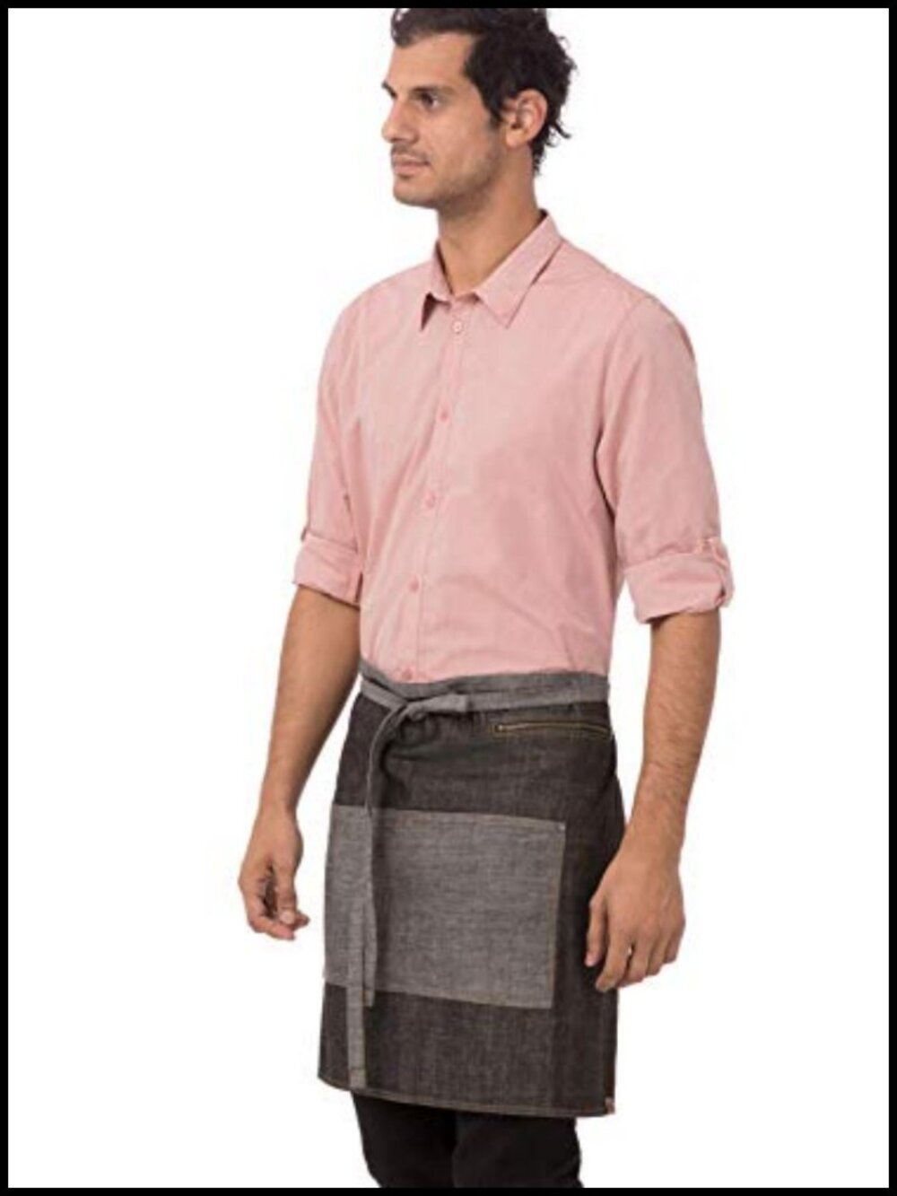 Chef Works Manhattan Half Bistro Apron Cotton 2 Pocket Food Service